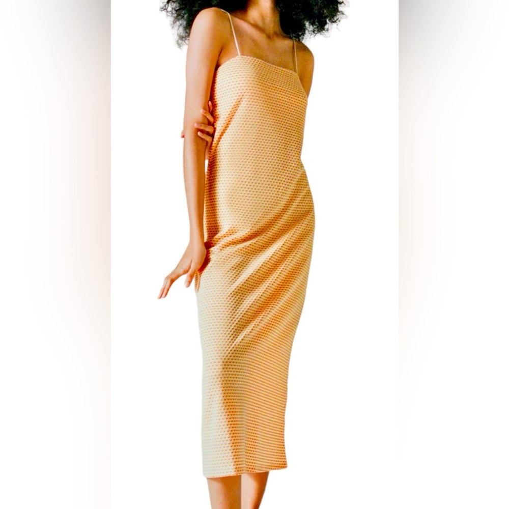 Zara Orange & White Jacquard Dress